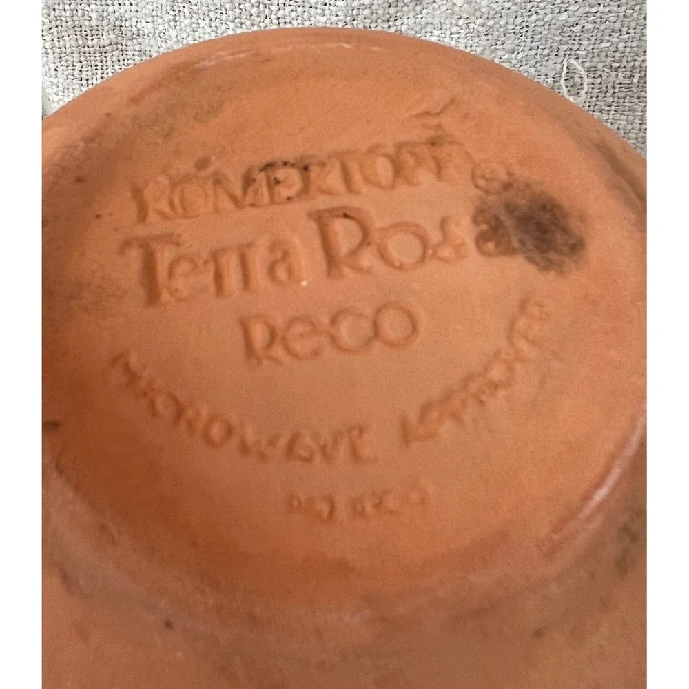 Set of 4 Romertopf Terra Rosa Reco Terracotta Bowls Black Glazed Interior Mexico
